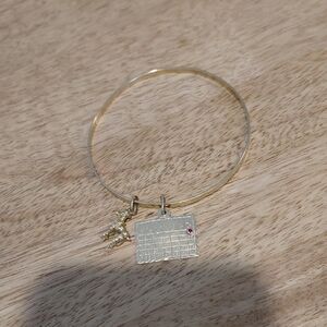 Gold-Tone Women's Charm Bangle Bracelet with Calendar Tag